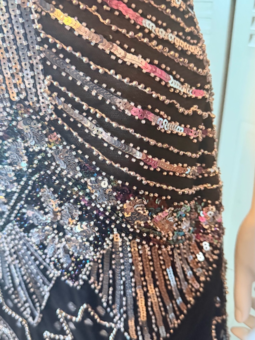 Unique Vintage Black Beaded 1920s‎ Flapper Fringe Dress Size S - Picture 7 of 16